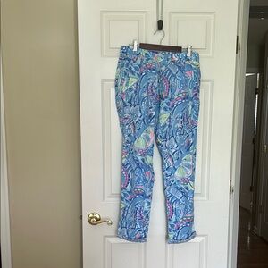 Lilly Pulitzer EUC Aden “Blue Peri Pinch Pinch” Linen Pant Size M